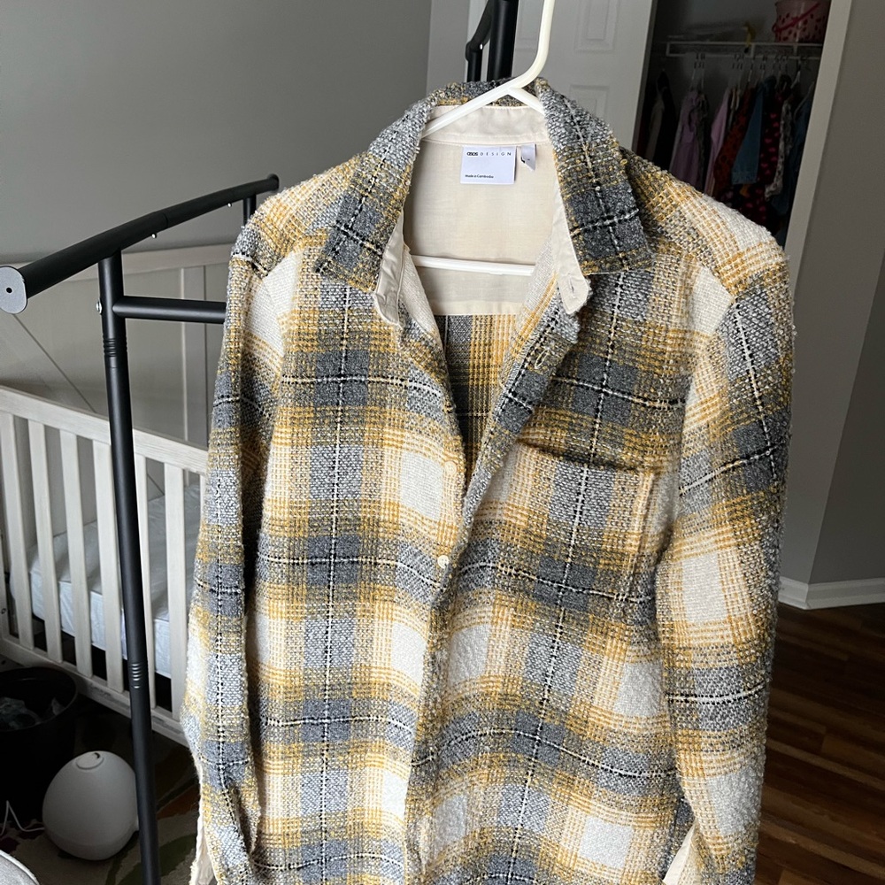 ASOS Yellow and Gray Plaid Shirt Jacket